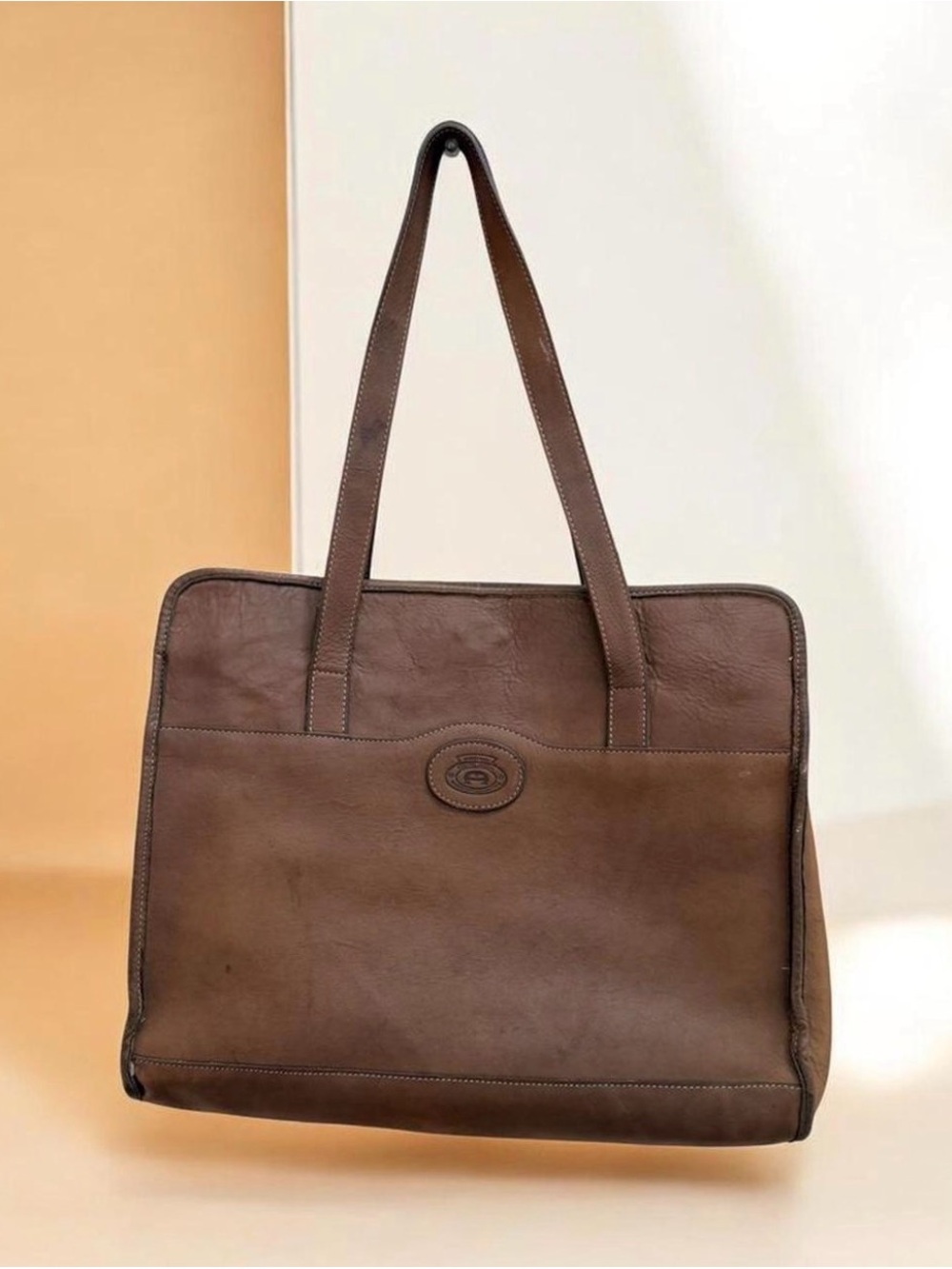 Vintage Etienne Aigner Brown Leather Tote Bag